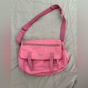 Pink prada nylon side bag
